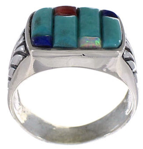 Authentic Silver Multicolor Southwest Ring Size 11-1/4 CX50036